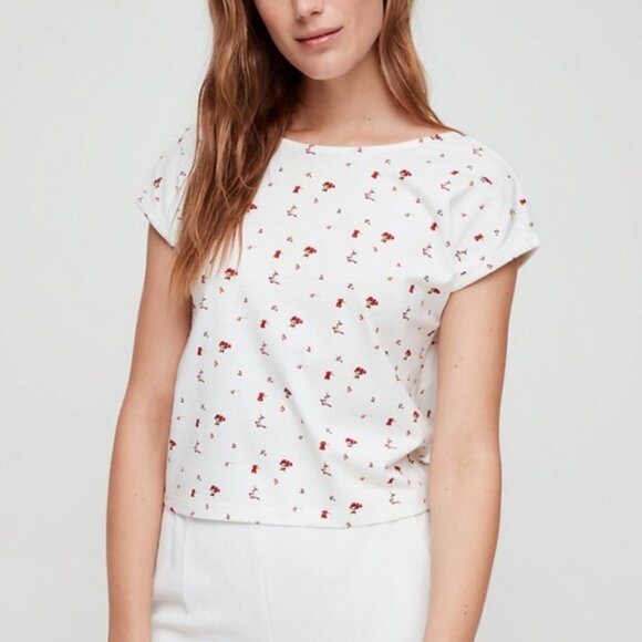 Wilfred Adela Backless Floral Tee • Espace Goji Berry • XS • Cottagecore Red - Picture 2 of 16